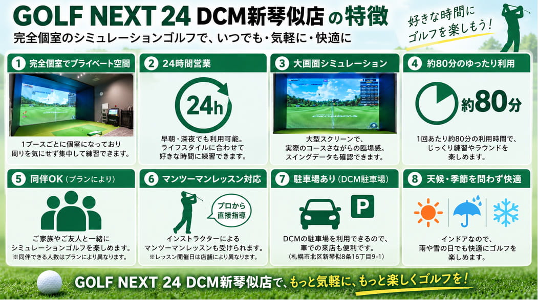 GOLF NEXT 24 DCM新琴似店の特徴と設備まとめ