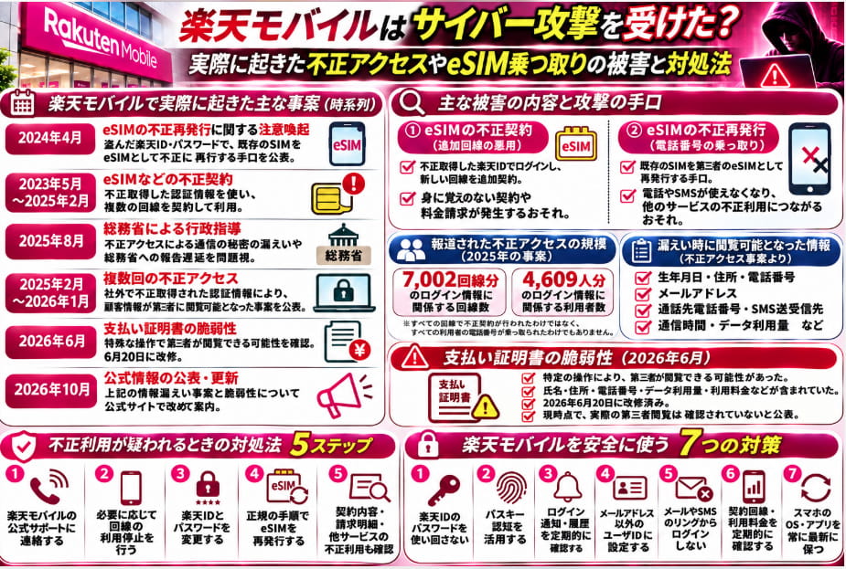 楽天モバイルの不正アクセスとeSIM乗っ取り対策をまとめた図解