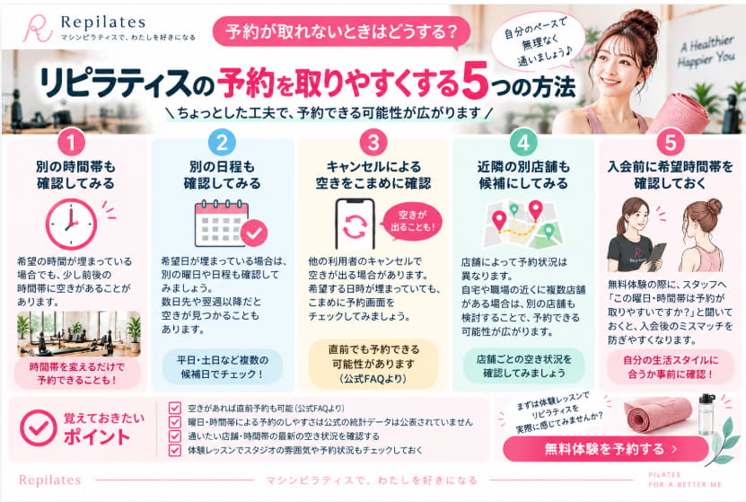 リピラティスの予約を取りやすくする5つの方法